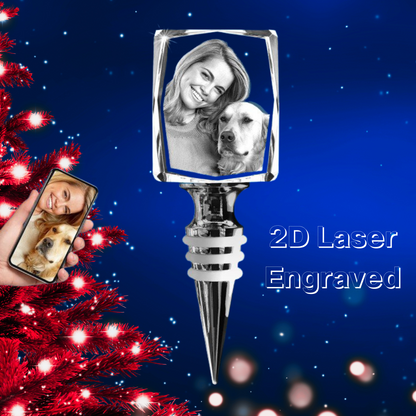 2D Laser Engraved Crystal Wine Stopper ( Rectangle )