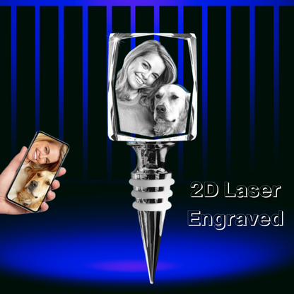 2D Laser Engraved Crystal Wine Stopper ( Rectangle )