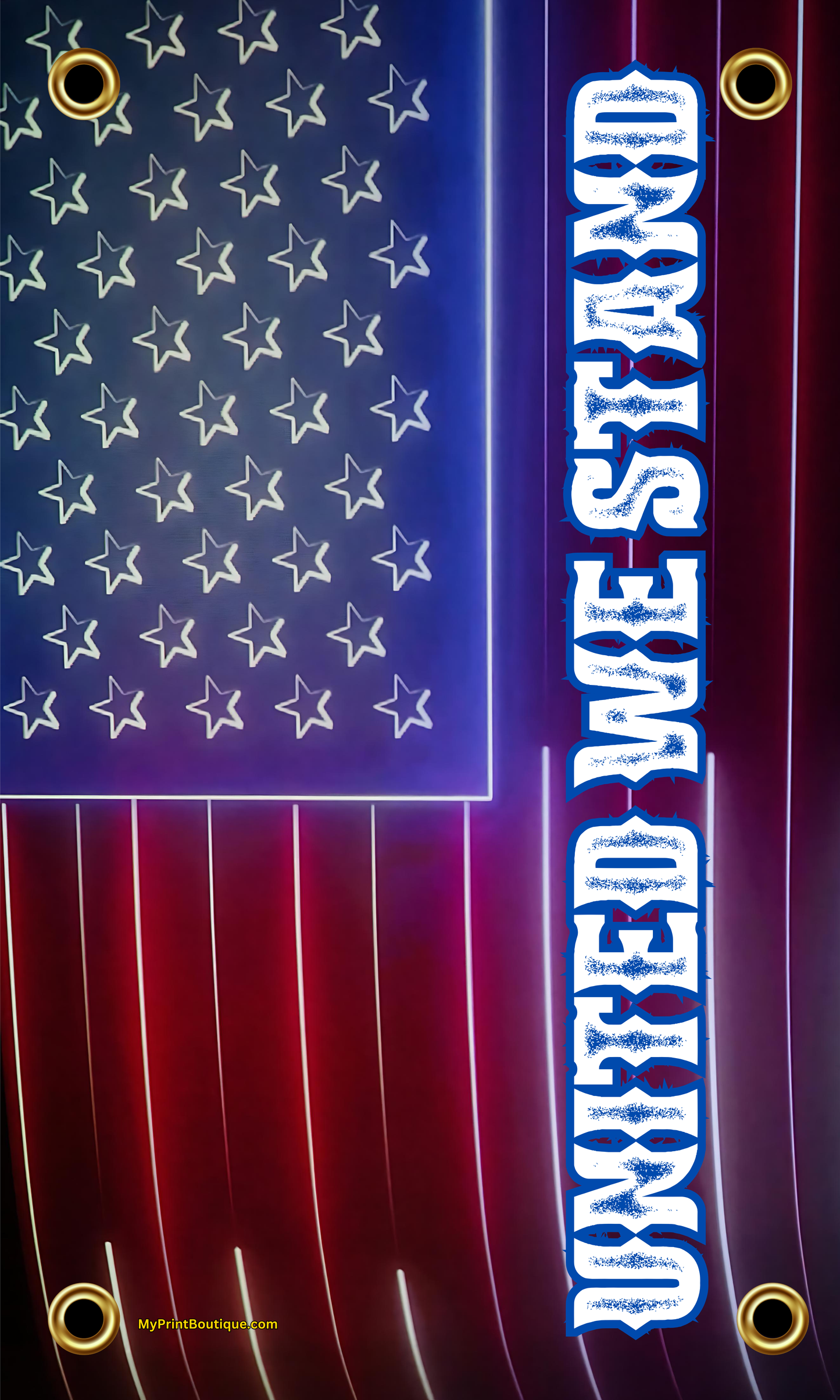 Fourth Of July Neon United We Stand 3x5 Banner