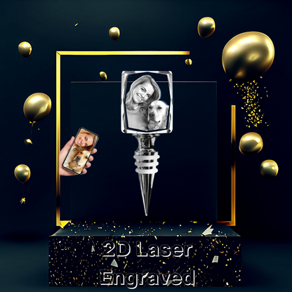 2D Laser Engraved Crystal Wine Stopper ( Rectangle )