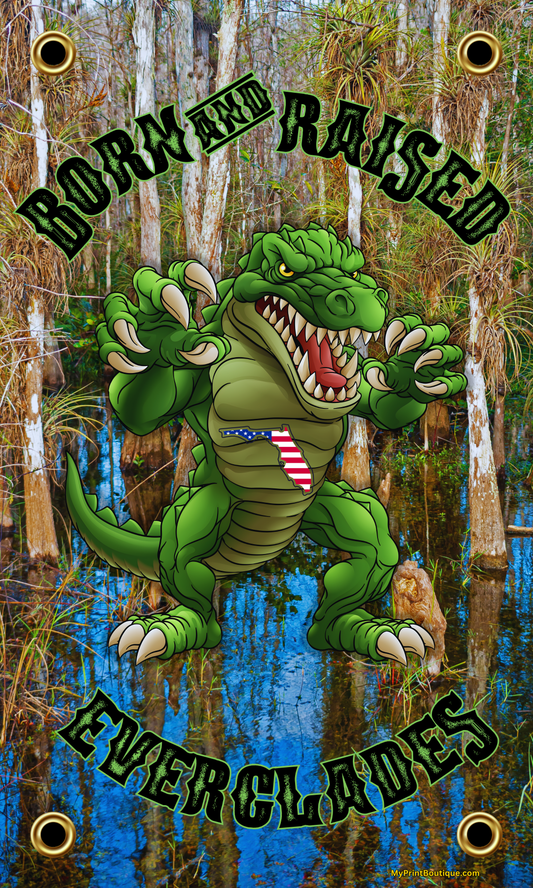 Everglades Born And Raised Gatorsaur 3x5 Banner